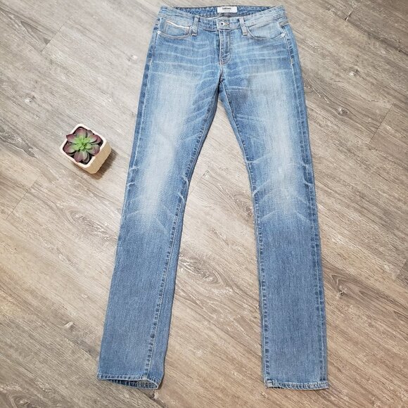 Baldwin The EJ Straight Leg Blue Jeans Light Wash Distressed Sz 27 Made In USA - Picture 2 of 12